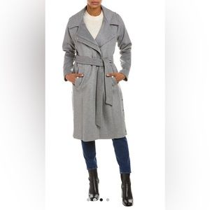 Marc New York ‘Callisto’ gray wool blend belted long trench coat sz 6